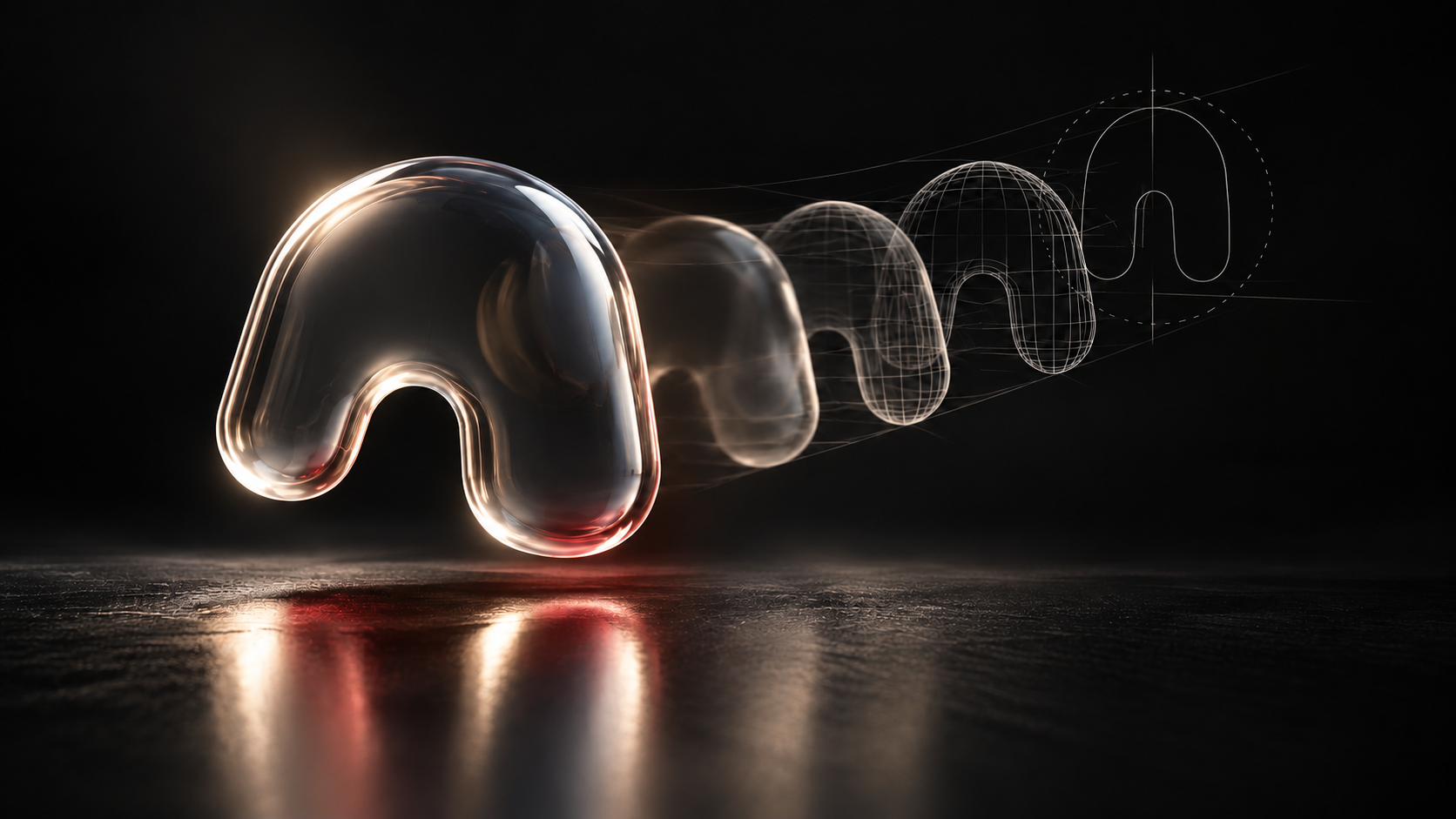 YOAKE letterform developed from wireframe studies into a finished form